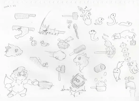 アイデア出しのために色々書いた紙のスキャン